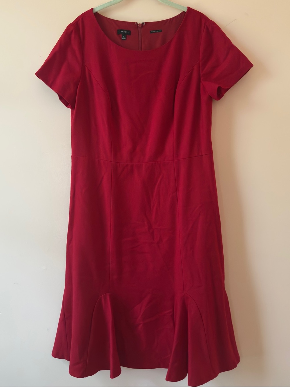 Talbots Italian Flannel Red Wool Fit & Flare Dress Size 12 NWOT
